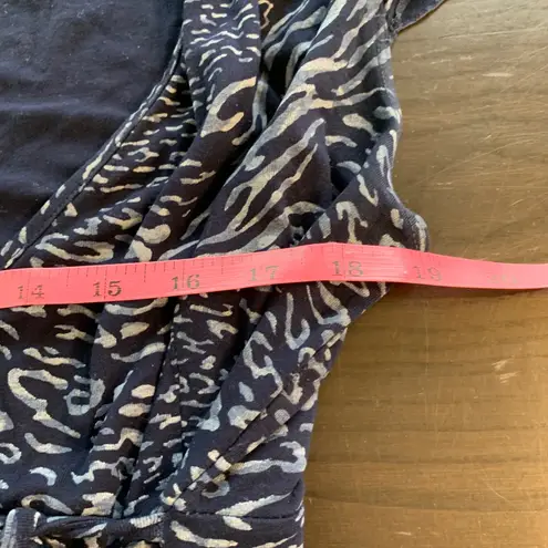 Fresh Produce Women's Blue Animal Print Wrap Dress Size L Short Sleeve Made USA