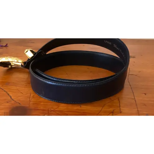 Cipriani Belt Glazed Cowhide On PVC Lining Black Gold Tone Buckle Size Large