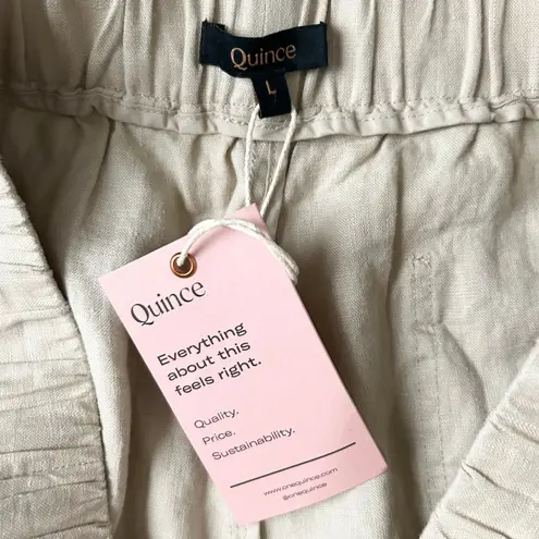 Quince NEW 100% European Linen Elastic Waist Wide Leg Pants Driftwood Size Large