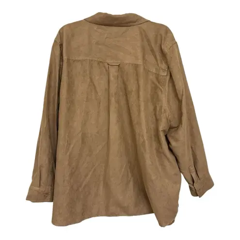 Catherines 3X Soft Tan Faux Suede Shirt Jacket Rustic Luxe Boho Fall Layer - Image 4