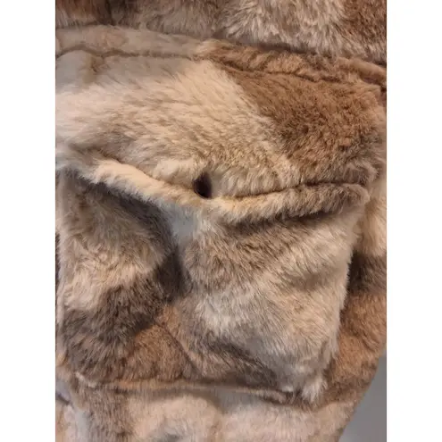 Ashley By 26 Faux Fur Womens Brown & Beige Short Jacket Size M NEW Tan Size M