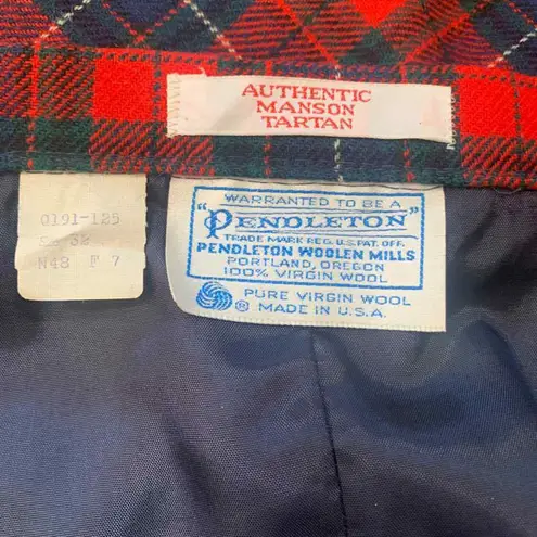 Pendleton Vintage 70s Skirt Red Navy Blue Authentic Manson Tartan Plaid Wool