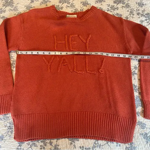 Neiman Marcus Vintage Cotton Acrylic Blend Hey Y’all Orange Sweater Size Large