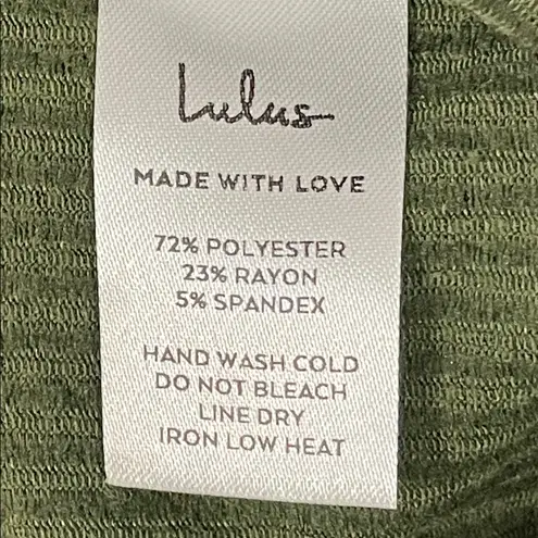 Lulus Social Calendar Olive Green Crinkled Ribbed Knit Jogger Jumpsuit Size XS