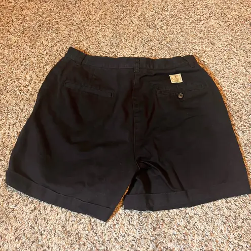 Lauren Ralph Lauren Black Cotton Cuffed‎ Bermuda Shorts Size 10