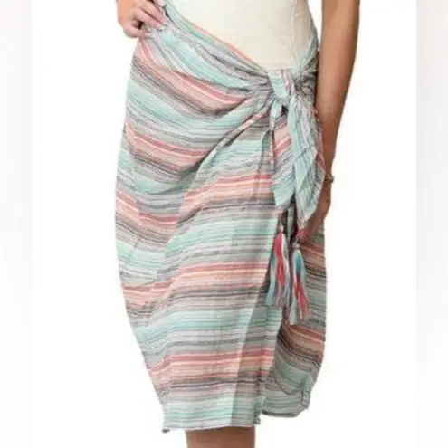 Becca Women’s Woven Metallic Stripe Multicolor Sarong Swim Cover Up One Size New
