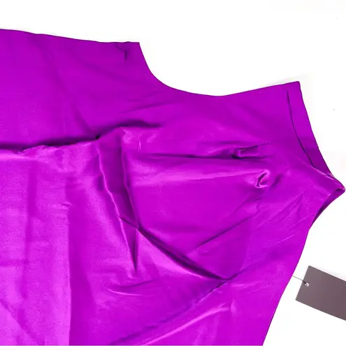 Bold Elements Purple Satin Blouse XS asymmetry art deco 80s style