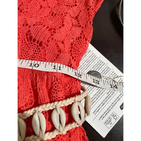 Zimmermann NWT Allia High Neck Lace Dress Coral Pink Crochet Shell Belted Maxi 0