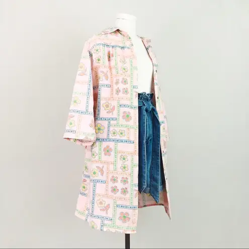 Vintage Gingham Patchwork Snap Coat in Pink | Size M Size M