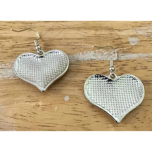 New Patriotic Heart Earrings Rhinestones Dangle Patriotic July 4 Veteran… Red