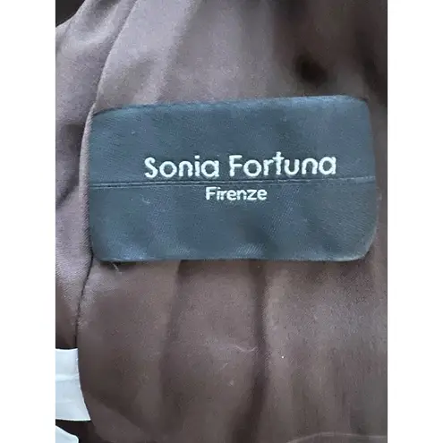 Vintage Sonia Fortuna Firenze Made in Italy Womens Brown Blazer With Gold Button Size 40