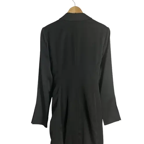 Misha Teagan Black Long Sleeve Blazer Collar Tie Waist Satin Mini Dress Size 10