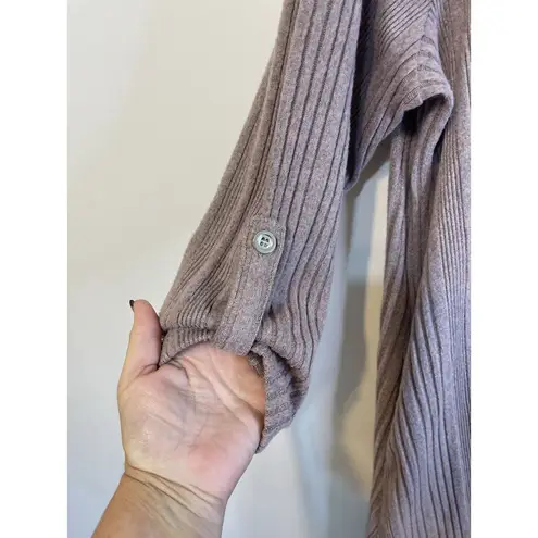 AGB Dress Blush Ribbed Knit 1x Roll Sleeves Necklace Lagenlook Minimal Comfort