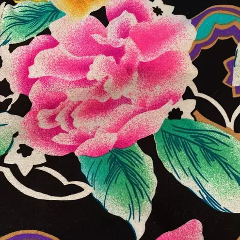 WonderBra by Christina Vintage Black Floral Swimsuit Womens Size 14 36BC Ruffle