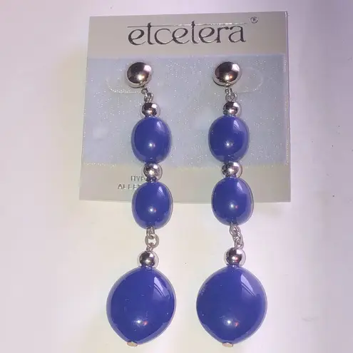 Etcetera Vintage Blue Beaded Retro Boho Dangle Earrings
