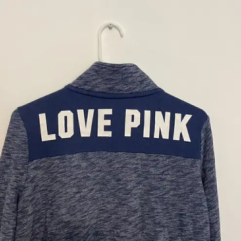 PINK - Victoria's Secret PINK VS VICTORIA'S SECRET Perfect Quarter 1/4 Zip Blue White Colorblock Logo M