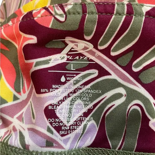 Pro Player Tropical Jungle Coastal Leafy Athletic Athleisure Gym Capri Leggings