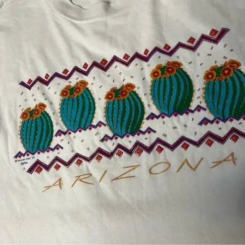 ONEIDA White Arizona T Shirt Cactus Single Stitch 1993 Size Large UNISEX