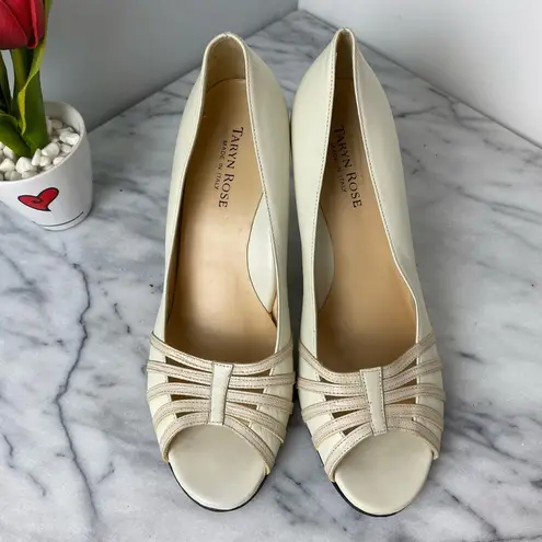 Taryn Rose  Neutral Cream Peep Toe Heels 39.5/9.5 Career