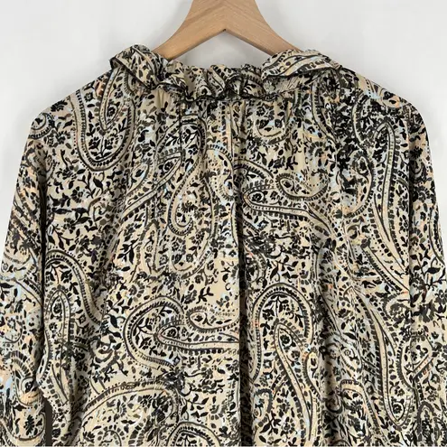 OPT Boho Paisley Print Long Sleeve Tiered Midi Dress Peasant Prairie Ruffle M Green Size M