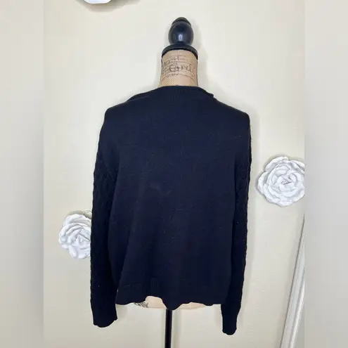 Lane Bryant NTM: Open Front Black Cardigan with Open Knit Sleeves Sz 14/16