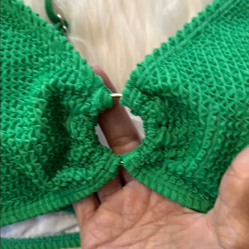 Green Crinkle Textured Bikini 2 Pc Size Small
