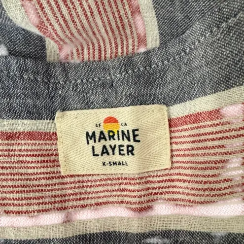 Marine layer - Lake Tank Striped Sleeveless Button-Down Linen Blend Dress Sz XS