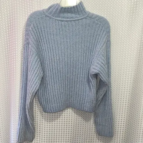 Decree Divided Cropped Sweater Size S Light Baby Blue Soft Cozy Long Sleeves