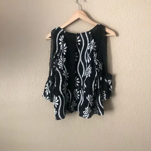 Abbeline cold shoulder embroidered open back top