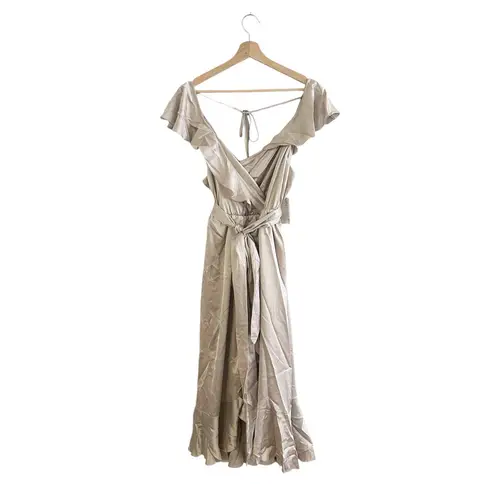 Show Me Your Mumu  Samantha Ruffle Wrap Dress Show Me The Ring Luxe Satin S NWT