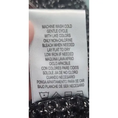 Nina Leonard Women Black Textured Knit Open Front Cardigan Sweater XL