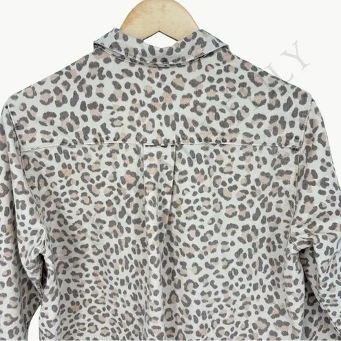 Sézane Max Long Sleeve Button Down Oversized Shirt | Sz 34 (US 2) | Pale Leopard