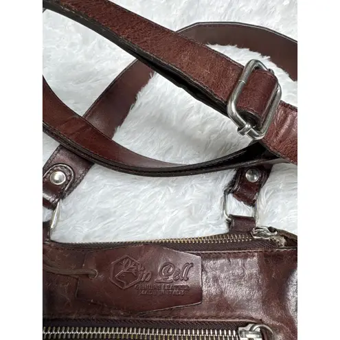 Y2K Lip Pell Italy Brown Genuine Leather Crossbody Bag Messenger Style