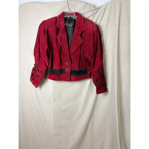 Vintage Phoenix Burgundy Black Suede Cutout Cropped Jacket M Art Western AS IS Red Size M