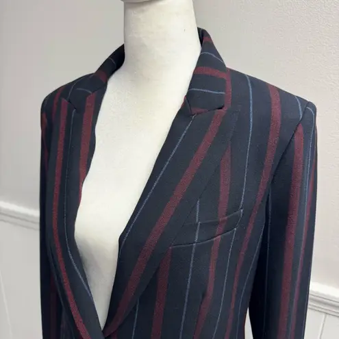 Veronica Beard  Carter Cutaway Striped Dickey Single Button Blazer Navy Red 6 thumbnail 8