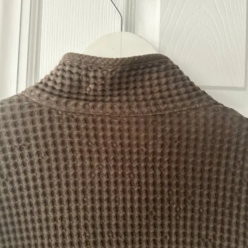 FOCUS Cotton Chocolate Brown Waffle Texture Lagenlook Wood Buttons Jacket XL