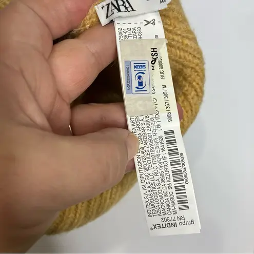 ZARA  knit beanie stocking hat casual trendy boho floppy yellow adult size medium