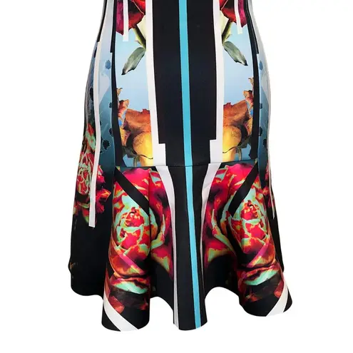 Clover Canyon Neoprene Scuba Sleeveless Peplum Dress Geometric Colorful Size S