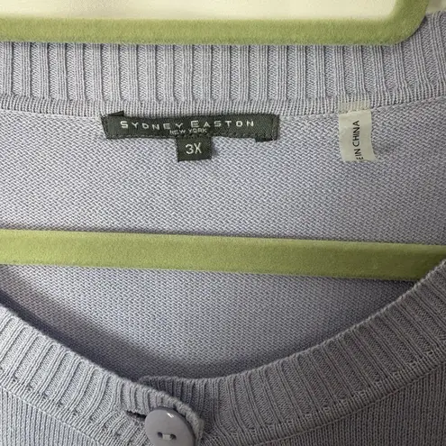 Sydney Easton Women’s Floral Embroidered Cardigan Sweater 3X Periwinkle Purple