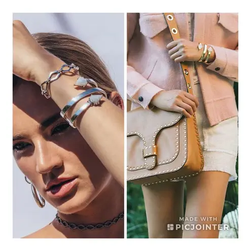 Luv AJ Coil Moonstone Wrap Triple Bangle Bracelet Gold Plated