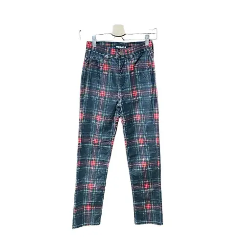 Pam & Gela Tartan Plaid Slim Crop Pant Red Multi Size 25