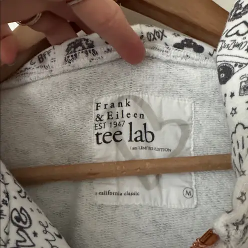 Frank & Eileen M Black and White Graphic Doodle Zip Up Hoodie Jacket Size M