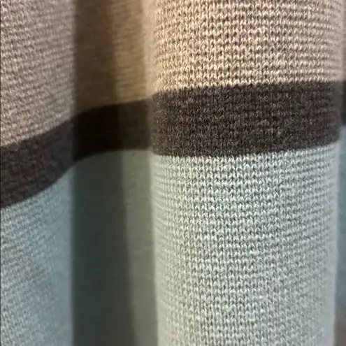 Charter Club Soft Blue and Light/ Dark Gray Knit Cardigan Open Front No Buttons