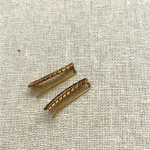 Stella & Dot  Gold and Black Pave Feather Dangle earrings