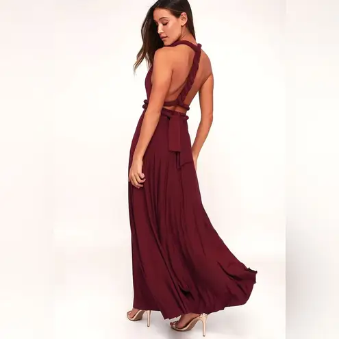 Lulus Tricks of the Trade Maroon Convertible Maxi Dress