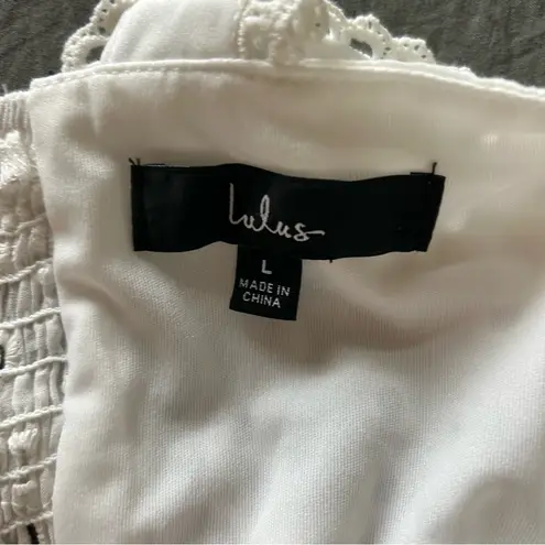 LuLus Sweetest Angel Ivory Eyelet Embroidered Tie