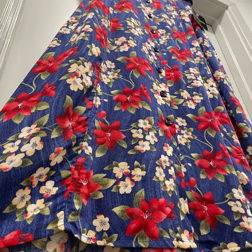 VTG NWT 90s Sag Harbor Cottagecore Purple Blue Floral Button