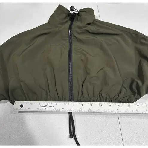 Collusion Womens Full Zip Short Cropped Jacket Sz 2 High Neck Long Sleeve Green