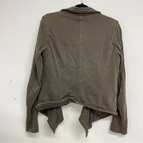 Anthropologie Hei Hei  Green Fleece Lined Moto Style Jacket Womens M Bomber Warm