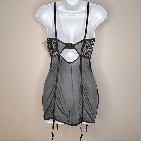 Dreamgirl lack Babydoll Bustier Garter Lingerie Size M NWT